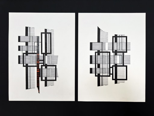 Composiciones abstractas (2 obras) - Eugène Eechaut (1928-2019)