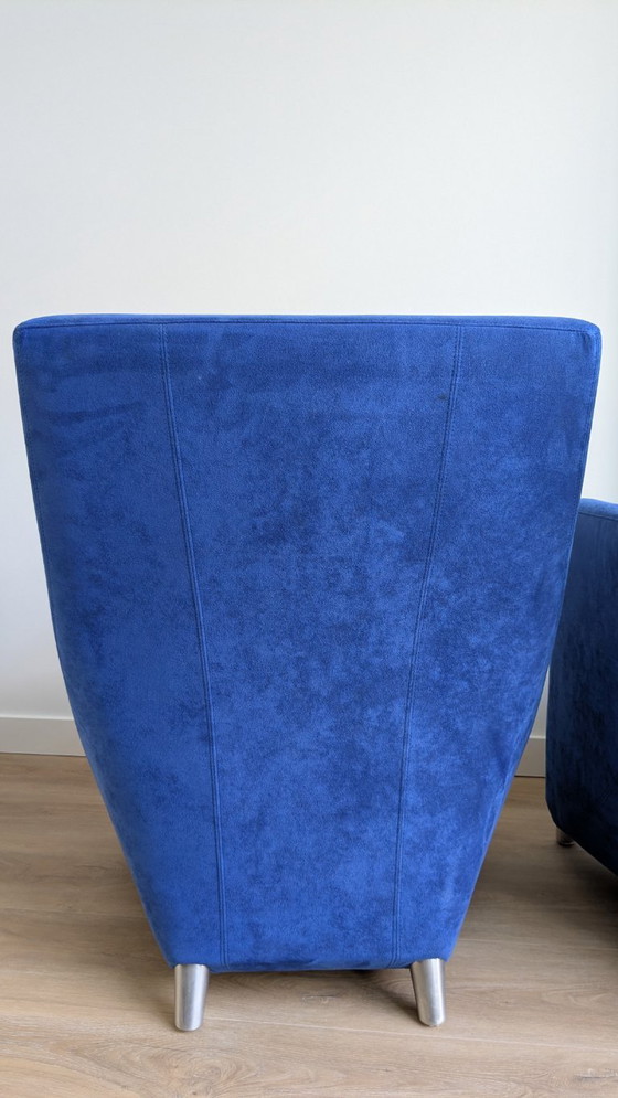Image 1 of Leolux Dolcinea armchair - Suede cobalt blue - set of 2