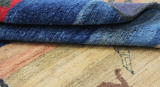 Image 1 of Tappeto orientale persiano Gabbeh Ghashghai originale, 201 cm x 110 cm, naturale antico