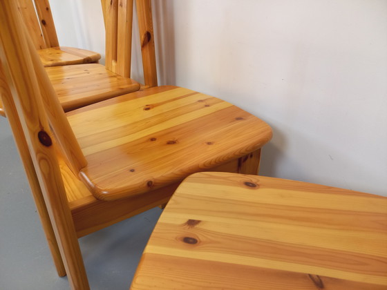 Image 1 of Suite of 4 Vintage Pine Chairs from the 70s and 80s