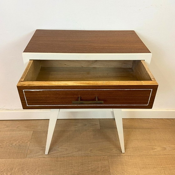 Image 1 of Table de chevet vintage en hêtre et teck des années 1960