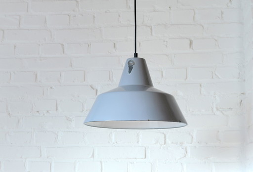 Vintage grijze emaille hanglamp