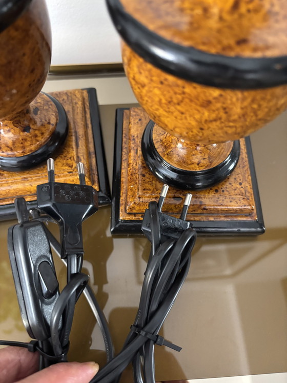 Coppia di Lampade da tavolo italiane vintage – Effetto radica – Made in Italy – Wood (photo 4 of 8)