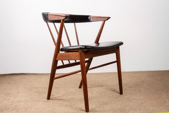 Image 1 of Danish armchairs in teak and skai by Helge Sibast for Sibast 1955.