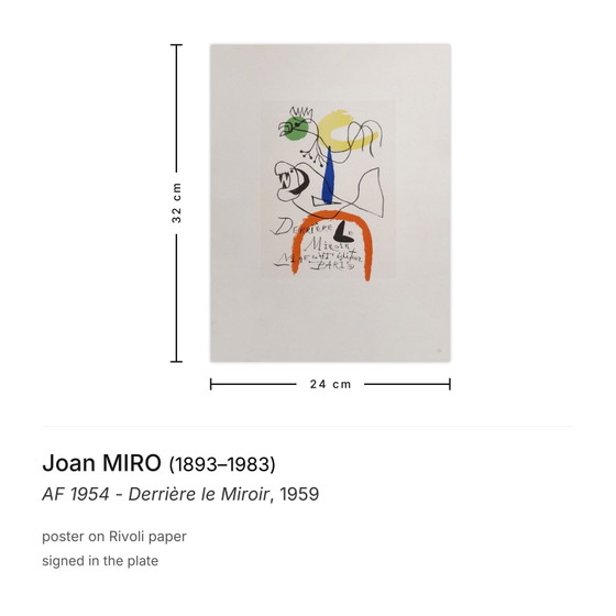 Joan Miro Affiche AF 1954 - Derrière Le Miroir 1959 – Paper (photo 3 of 5)