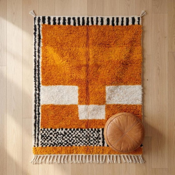 Tappeto arancione fatto a mano proveniente dai monti dell'Atlante, 250 cm x 150 cm – Tappeti, Wool (photo 3 of 7)