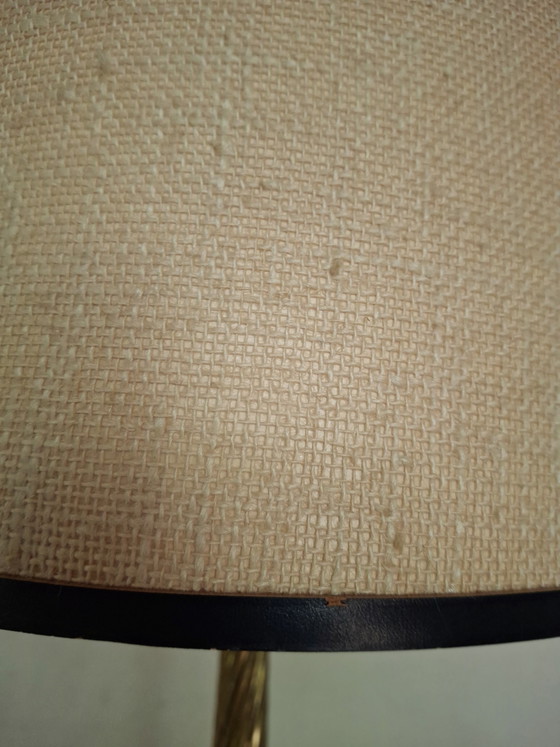 Image 1 of 1950s Jacques Adnet Style Leather and Twisted Brass Table Lamp/jute/midcentury modern/French designer
