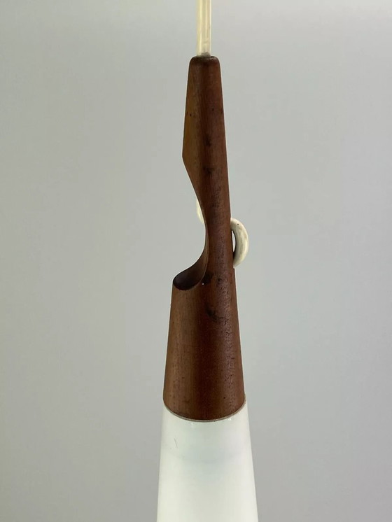 Image 1 of Lampada da soffitto in teak anni '60 e '70, lampada a sospensione Uno &amp; Östen Kristiansson di lusso