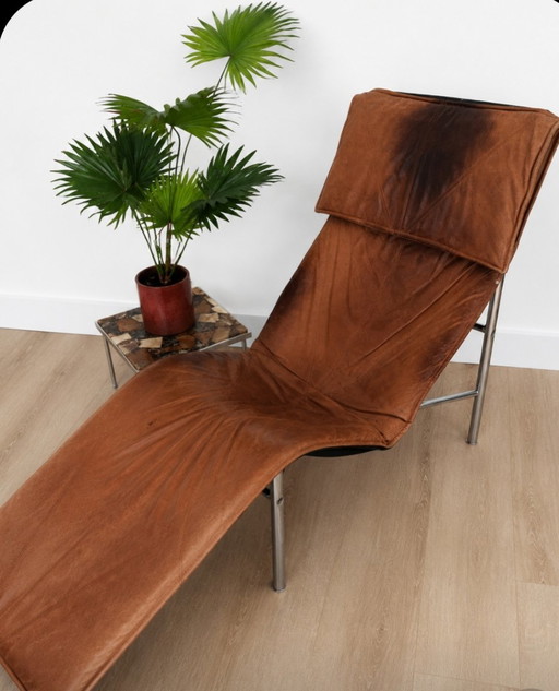 IKEA Skye Ligstoel - Cognac Leer & Chroom - Tord Björklund