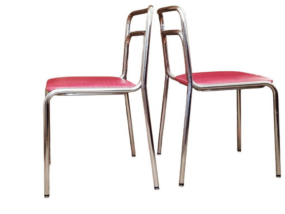 2 Vintage Leather Chairs 60s 70s – Dining chairs, Chrome (photo 7 of 7)