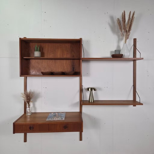 Vintage 60er Jahre dänisches Teakholz modulares Wandregal Mid Century