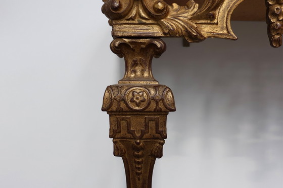 Image 1 of 20th Century Italian Baroque style gilded and carved wall console