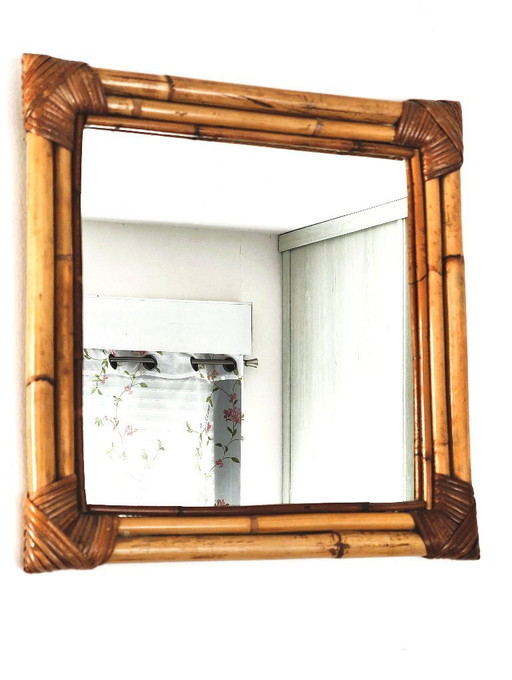 Espejo de bambú tejido – spiegels, Bamboo