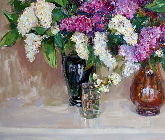 Peinture à l'huile originale Nature morte Fleurs de printemps Lilas – Peintures et dessins, Toile (photo 4 of 5)