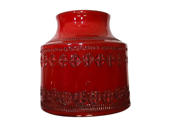 Image 1 of Bitossi Rimini Rosso Vase 1960er | Aldo Londi Italian Mid-Century Ceramic Red Glazed Design