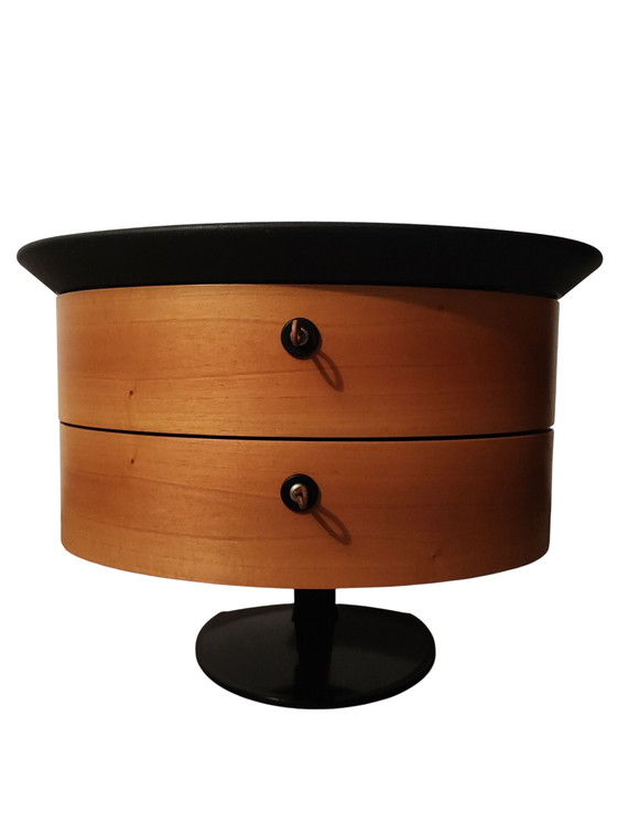 Image 1 of Pair of Postmodern Italian Nightstands by EmmeBi – 360° Rotating Drawers – 1980s