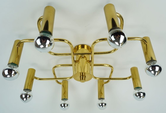 Large 1970s Sputnik Brass Ceiling Lamp 8-Light Ceiling Fixture – Ceiling lights (photo 5 of 11)