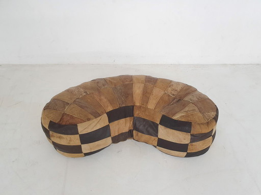 Vintage kidney shaped patchwork ottoman, The Netherlands 1970's