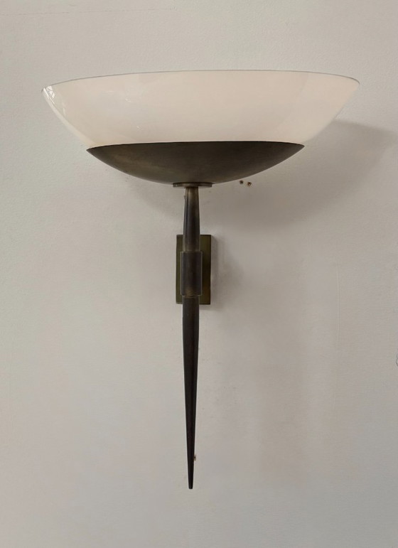 Image 1 of Applique da parete Art Déco vintage, ottone e plexiglas, Francia 1930