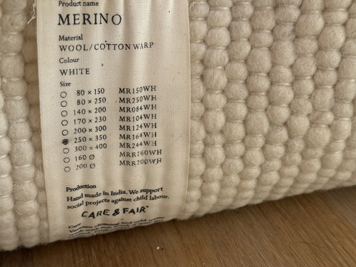 Klassieke collectie vloerkleed van 100% merinowol, wit, 250x350 cm