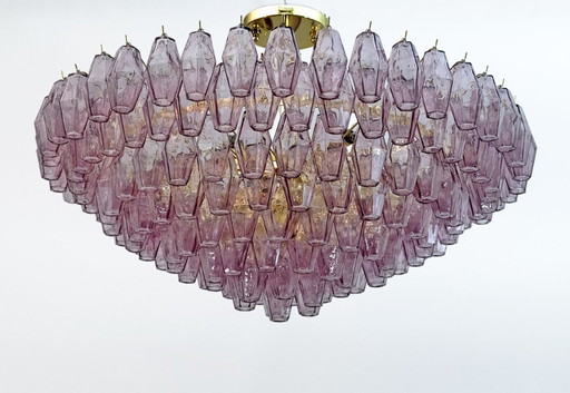 Carlo Scarpa Style Mid-Century Modern Murano Glass Poliedri Chandelier by Venini