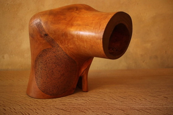 Image 1 of Sculpture aborigène abstraite en bois sculpté et gravé du Mid Century