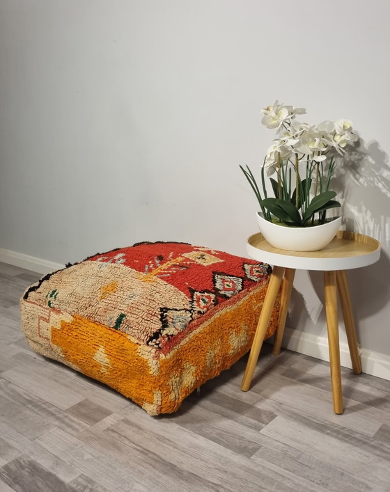 Image 1 of Moroccan Pouf, Vintage Pouf Of Real Wool