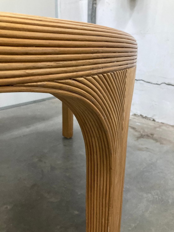 Image 1 of Table à manger Vivai del Sud en rotin et travertin Italie années 1960 