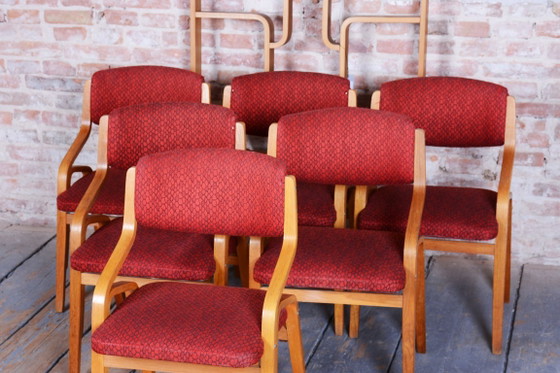 Ensemble de six chaises originales de style Mid-Century, par Ludvik Volak, en érable, République tchèque, (photo 4 of 19)