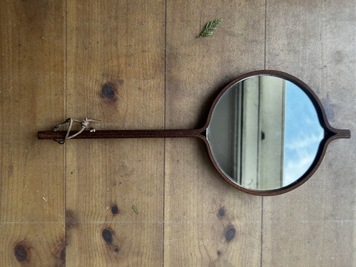 Handspiegel und Schuhanzieher aus Holz, skandinavischer Stil, 70er Vintage