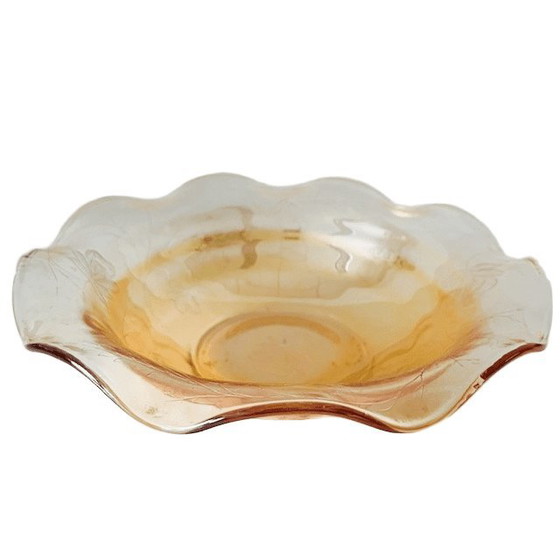 Image 1 of Bol vintage Jeanette Floragold Louisa en verre ondulé, années 1950