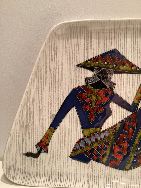 Hand-painted, irregularly shaped plate Italy 1950 – Wall decoration, Ceramic (photo 2 of 5)