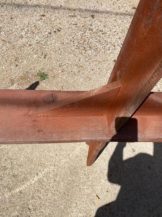 Par de bancos rústicos de madera maciza de 250 cm para mesa de campo de estilo años 50. – Wood (photo 16 of 18)