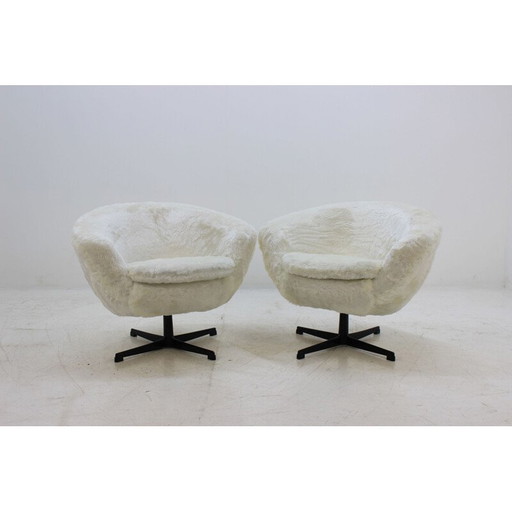 Ensemble de 2 chaises pivotantes vintage blanches