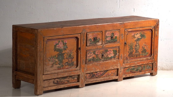 Credenza bassa laccata antica in legno di olmo – Cina, circa 1900 – Credenze con vetrina, Iron, Brass (photo 3 of 40)