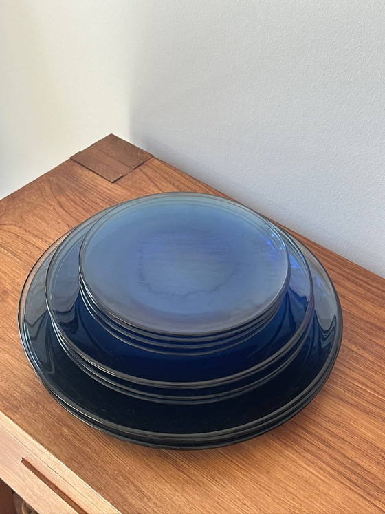 Vintage Blauwe Glazen Bordenset (12-Delig) – Mid Century / Retro – Servies, Glass (photo 2 of 6)
