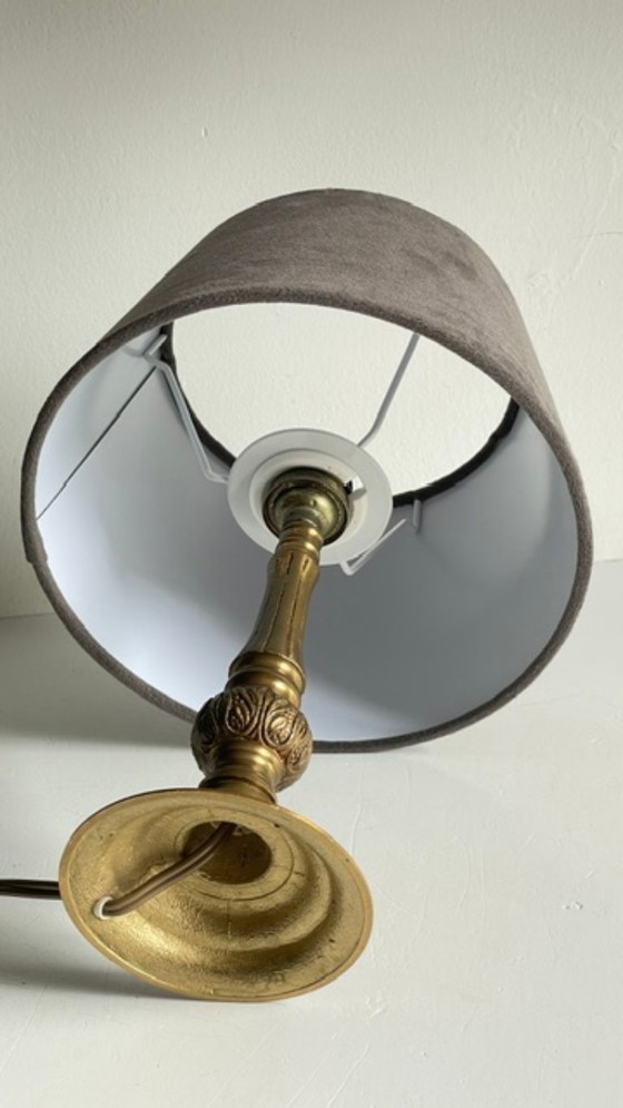 Lampada da Tavolo VINTAGE in Ottone Massiccio e Velluto – Lampade da tavolo (photo 10 of 16)