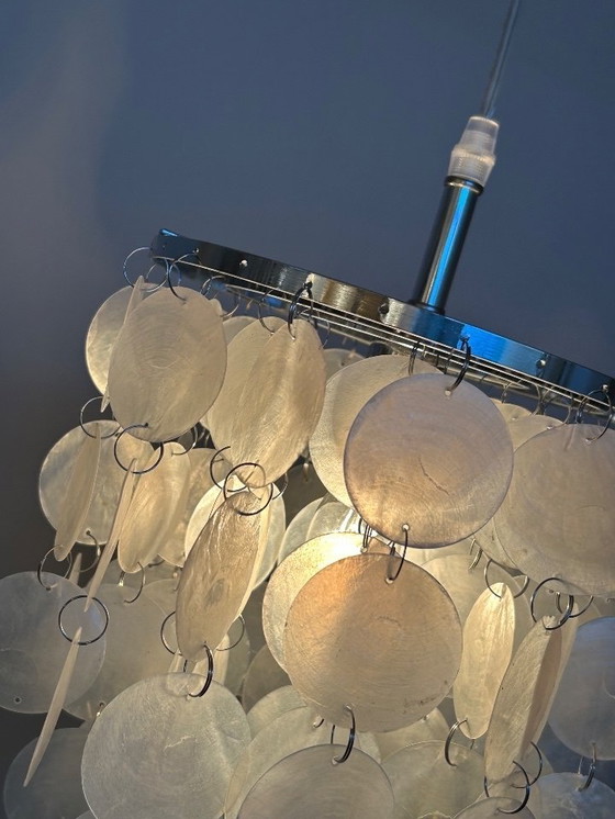 Image 1 of Capiz Shells Pendant Lamp Pearl Chrome Frame