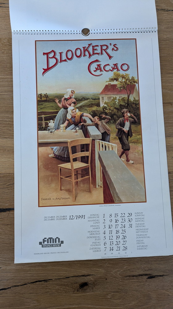 Image 1 of Poster vintage del calendario olandese del 1991 (società finanziaria)