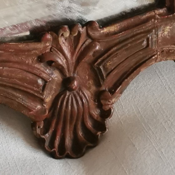 Image 1 of Antieke houten spiegel met hoorn des overvloeds - 17e-18e eeuw - gesneden