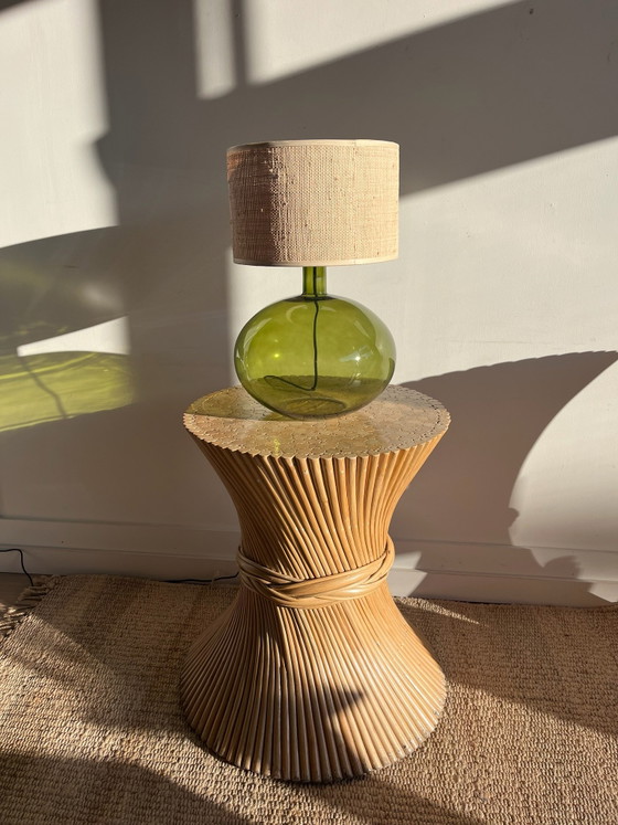 Anne Nilsson green glass lamp rattan shade IKEA vintage – Table lamps (photo 5 of 5)