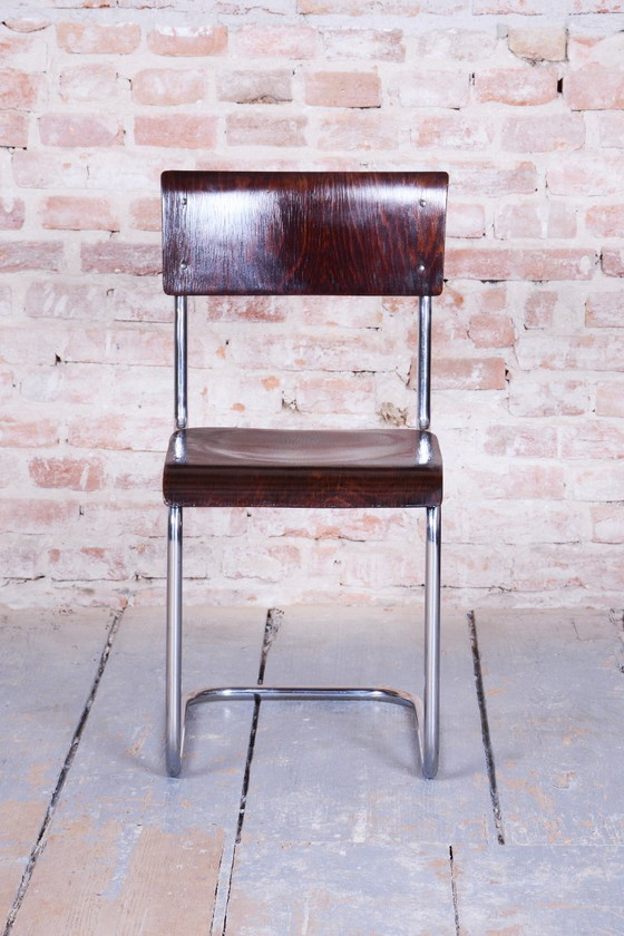 Silla Bauhaus restaurada, de Mart Stam para R. Slezak, haya, cromo, checa, década de 1920. (photo 9 of 12)
