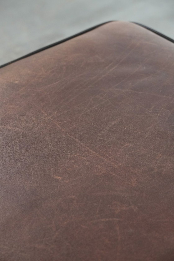 Image 1 of Vintage sheepskin stool with black piping