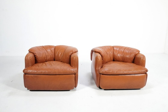 Image 1 of Pair of Confidential Lounge Chairs by Alberto Rosselli for Saporiti, Italy 1970s