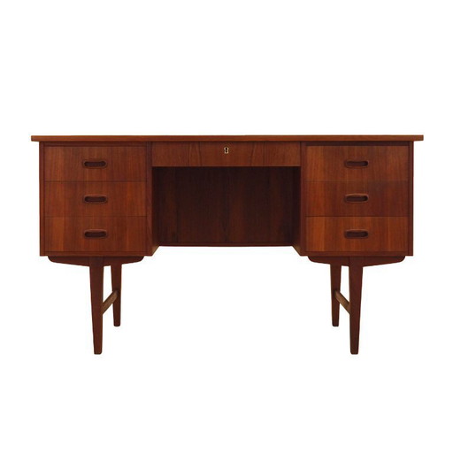 Escritorio de teca, diseño danés, década de 1970, fabricado en Dinamarca.