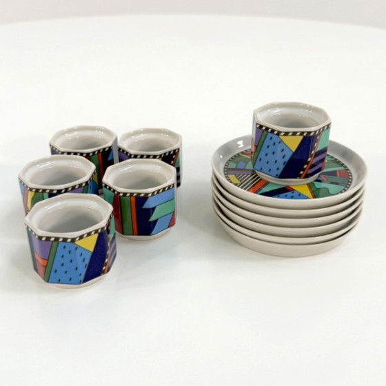 Image 1 of Set van 6 espressokopjes en schotels Metropol van Barbara Brenner voor Rosenthal, jaren 90