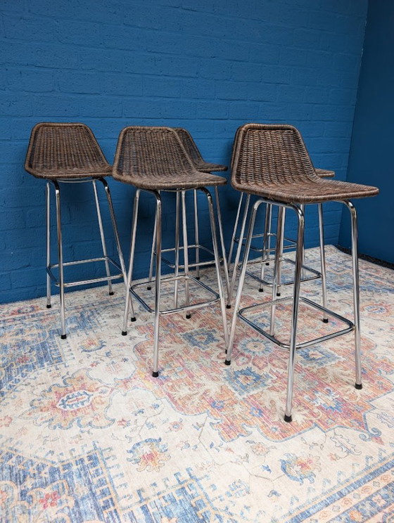 Vintage Barkruk, Dirk Van Sliedregt Voor Rohé Noordwolde, Jaren 60 – Barkrukken, Rattan (photo 13 of 20)
