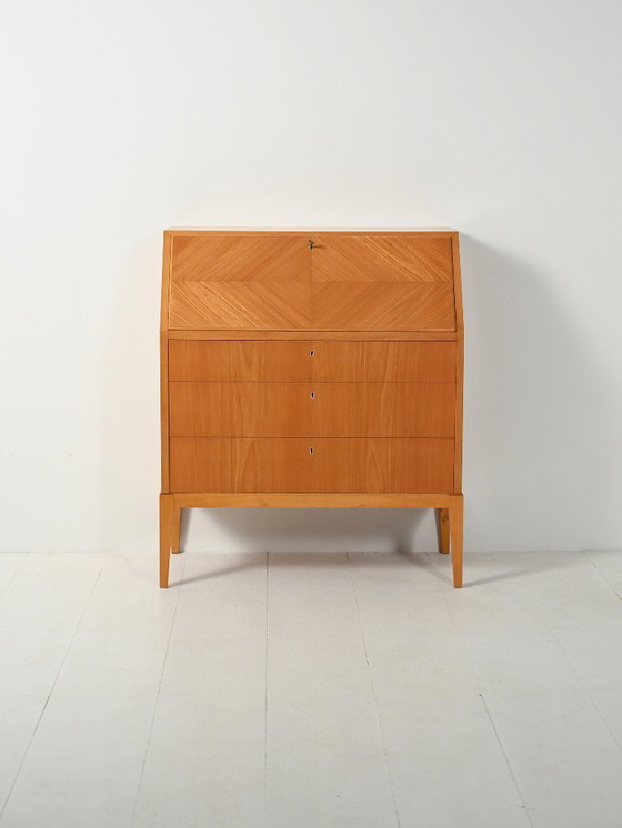 Image 1 of Secretaire scandinavo in olmo e radica, anni '50