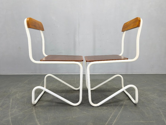 Image 1 of Set of 4 Bauhaus Cantilever Chairs, Tubular Steel, Germany 1930s