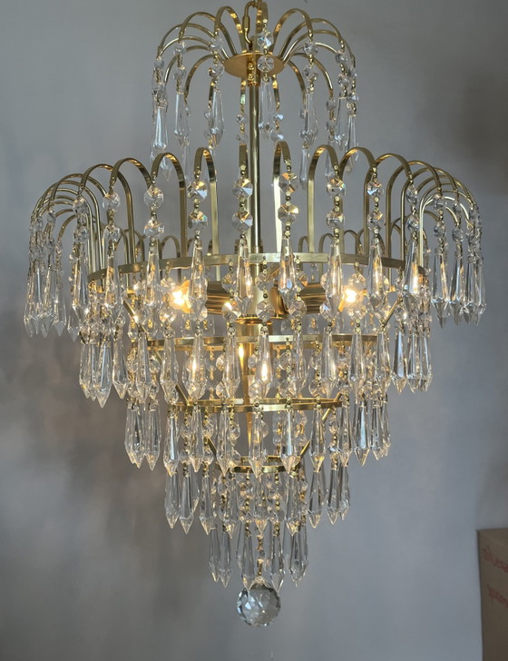 Image 1 of cut crystal point icicles chandelier